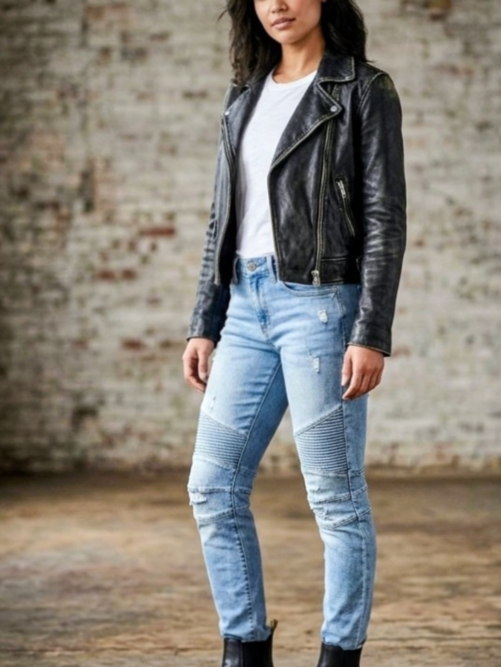 Express Grunge Moto Skinny Jeans